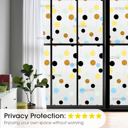 Image of WISDOM Premium Frosted Glass Window Film Self Adhesive Decorative Glass Window Privacy Sheet Film UV Control Removable Vinyl Privacy Film (Color Dot Frosted, 24x80 Inch)