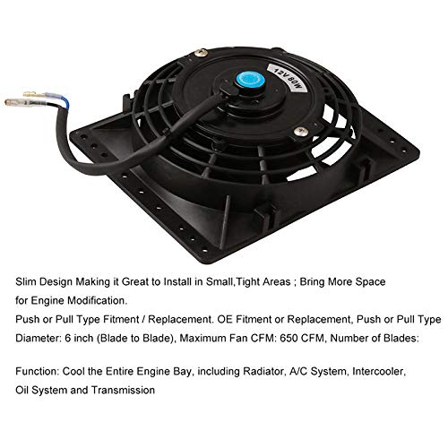 Ventole di raffreddamento per radiatore da 6 pollici Slim 650CFM Universale Slim Pull Push 12V 80W Sostituzione Diretta Ventola Elettrica con Kit di Montaggio