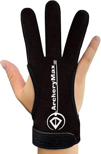 ArcheryMax Protector de tres dedos hecho a mano para jóvenes adultos principiante tiro caza cuero tiro tiro con arco guantes