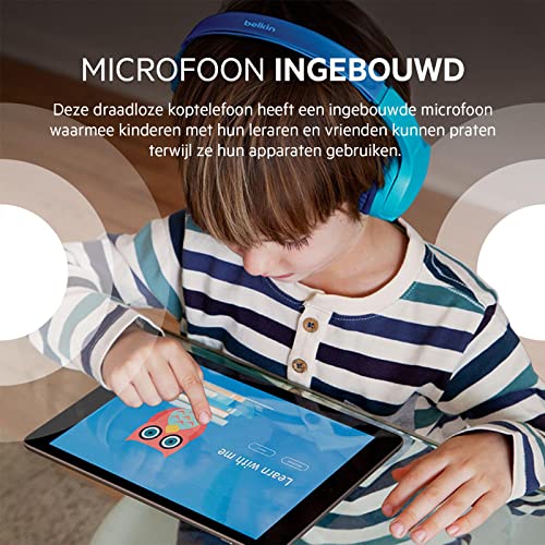 Belkin SoundForm Mini draadloze on-ear koptelefoon met ingebouwde microfoon voor kinderen, voor meisjes en jongens, online onderwijs, school en op reis, compatibel met o.a. iPhone, iPad, Galaxy, blauw - Afbeelding 7