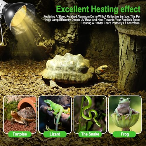 Reptile Heat Lamp Holder, 5.5 Inch 200W E27 Tortoise Heat Lamp Socket, Bulb Base Heat Bulb Holder with Clamp and Guard - Image 2
