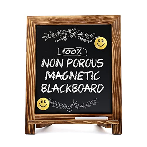 Magnetic Chalkboard Sign, 15”X12” Standing Wood Framed Blackboard With Chalk Marker And Magnets, Rustic Chalk Board Easel For Menu Kitchen Wedding Home Décor, Tabletop Or Wall Hanging Display #TOP26