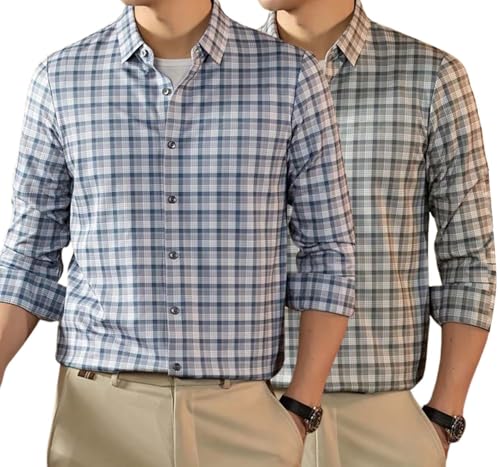 Image of Lymio Men Shirt | Checkered Button Down Shirt for Men | Slim Fit Casual & Semi-Formal Shirts for Man | Textured Long Sleeve | Office & Weekend Ready (Packs Also Available) (Small-Checks)