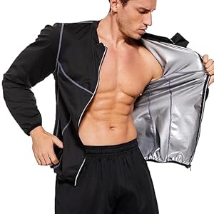 LAZAWG Men Sauna Suit Sweat Suits Durable Gym Exercise Workout Jacket Weight Loss Top Man Sweat Top Zipper Slimming Fitness