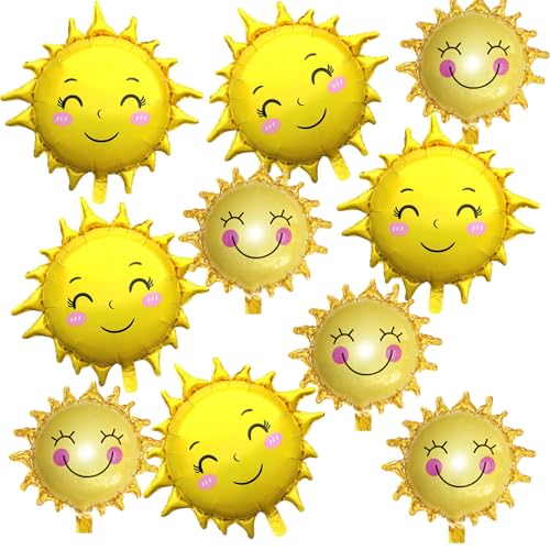 10PCS Sun Foil Balloons Set Sunshine Balloons for Summer Party Wedding Birthday Sunny Theme Party Decorations