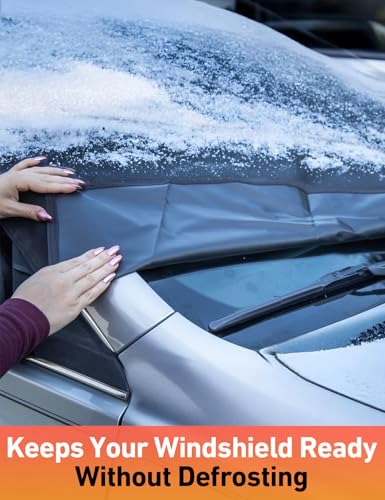 Image of EcoNour Car Snow Cover Compatible for Audi A3 A4 A5 A6 | Windshield Cover for Ice and Snow with S-Hook Straps | Heavy-Duty 600D Oxford Winter Car Cover, Waterproof & Anti-Slip