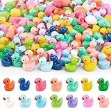 Cofvetia 150 Stück Mini Enten, Miniatur Ducks Mini Figuren Kleine Tiere, Harz Enten Zubehör für Bonsai Spiel, DIY Garten Dekorationen, Aquarium Miniaturgarten (Bunt)