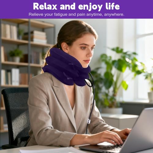 Image of Neck Stretcher,Inflatable Cervical Traction Neck Device,Neck Relief Tool,Adjustable Cervical Brace, Home Use Cervical Brace for Neck Decompression