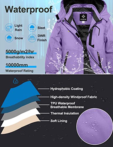 Gemyse Girl's Waterproof Ski Snow Jacket Fleece Windproof Winter Jacket With Hood (Light Purple,10/12) #TOP3