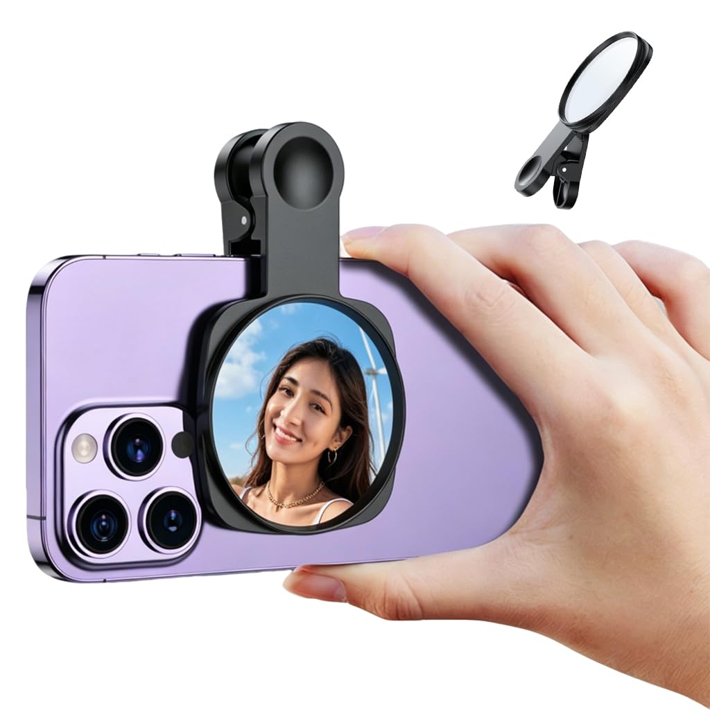 ZORBES® Clip-On Selfie Mirror for Smartphones, Universal Phone Camera Mirror Attachment with Cleaning Cloth Portable Photo Framing Accessory for Selfies, Vlogging, Content Creation-image-13