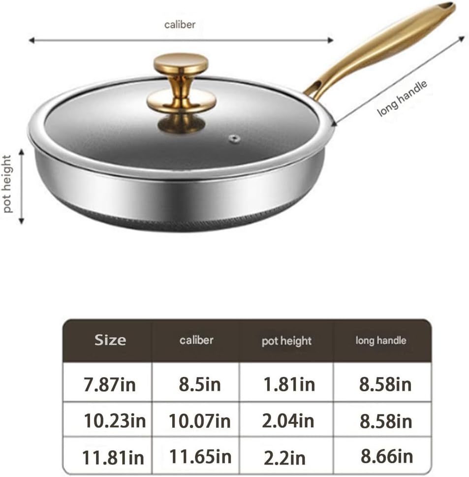 2026 New Titanium Hammered Pan Pro, Multifunctional Ultra-Durable Scratch-Resistant Non Stick, Even Heating for Cooking with All Cooktops,with lid,8.66in
