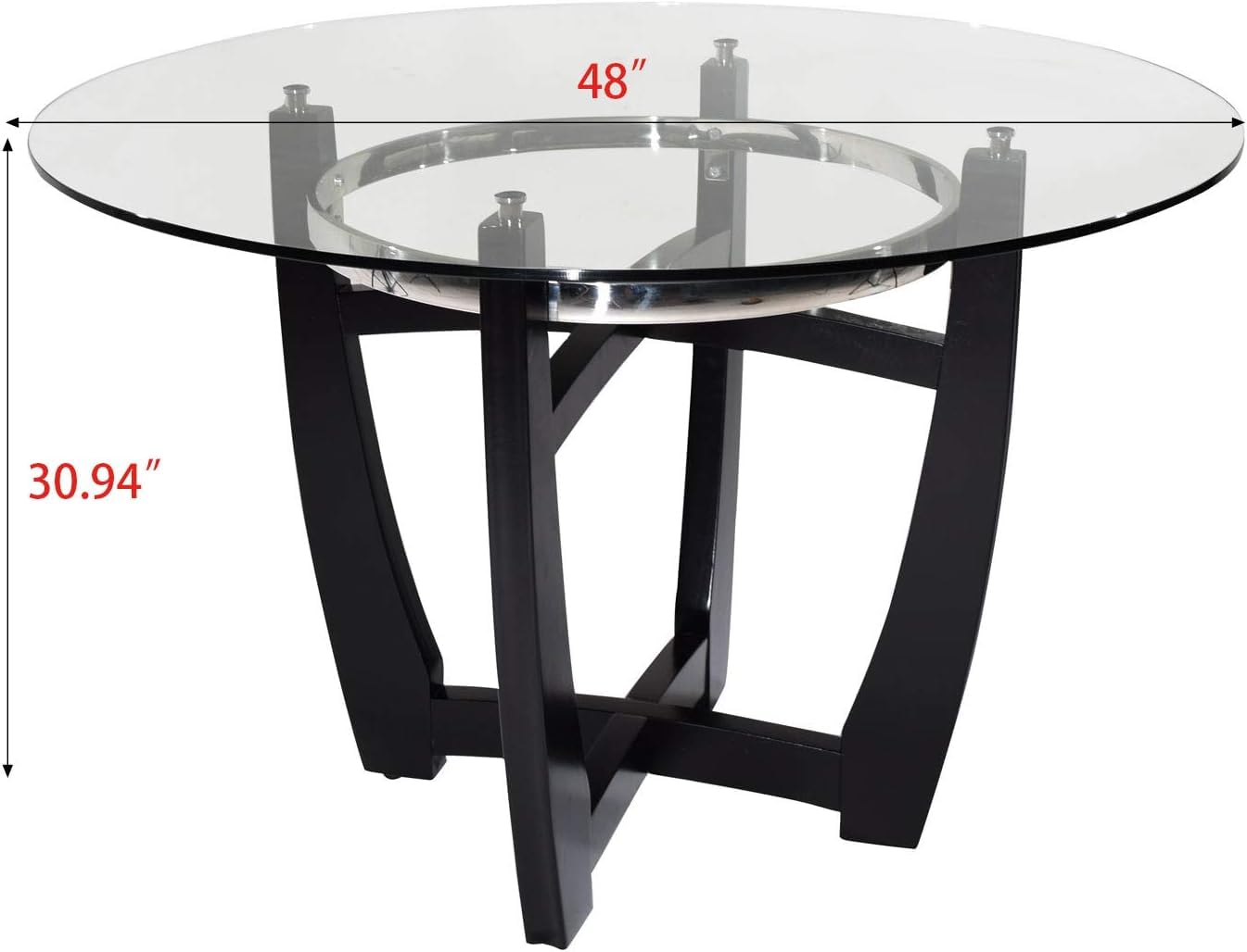 Amazon.com - Tempered Glass Dining Table Chair Set with 4 Leather display picture 1