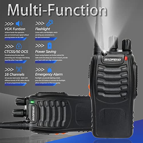 Baofeng Bf-888S Walkie Talkies Rechargeable Long Range Two Way Radios With Air Acoustic Tube Earpiece 2-Way Radio Uhf Handheld Transceiver Walky Talky With Flashlight Li-Ion Battery And Usb Charger #TOP2