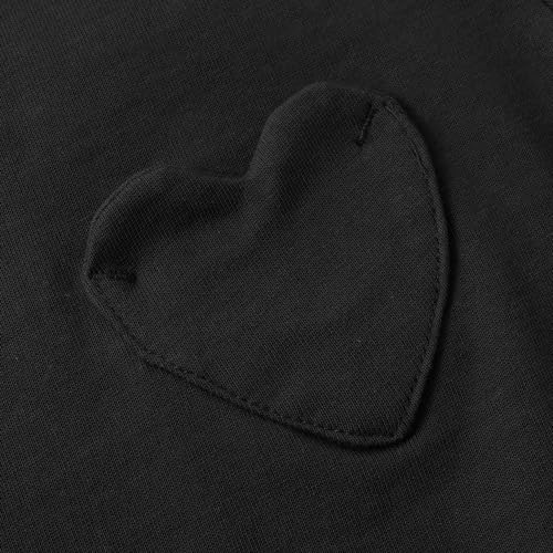 Image of Noomelfish Girls Short Sleeve Heart Pocket T-Shirts Casual Cotton Tee Tops Blouse (5-12 Years)