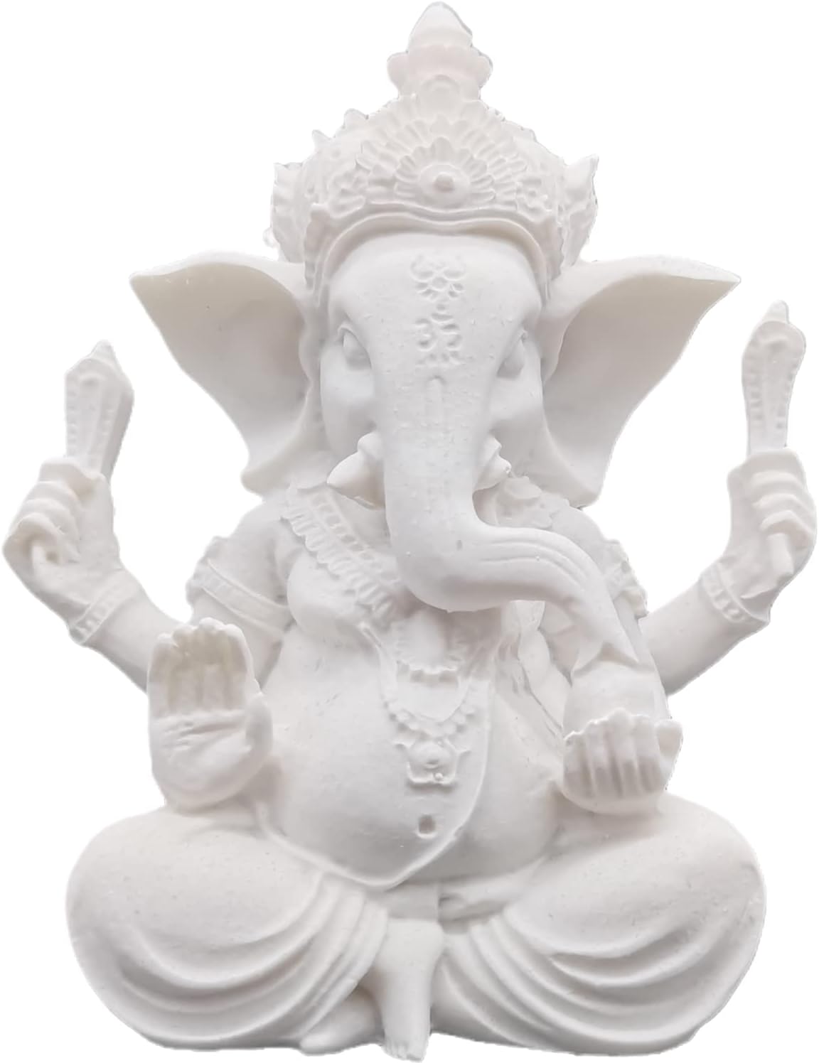 Indian God Lord Ganesha Statue,Hindu Elephant Statue Ganpati Idol Buddha Sculptures,Hindu Gift,Home Temple Mandir Meditation Yoga Room Decor 3.7White