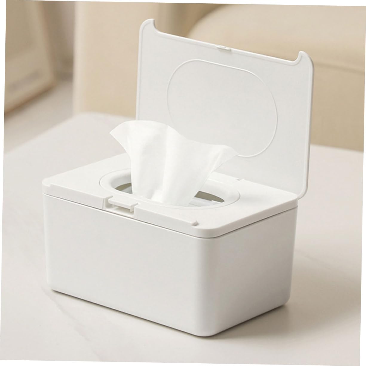 ERINGOGO 2 Stück Feuchttücherbox aus Kunststoff Wiederverwendbar und Leicht Weiße Aufbewahrungsbox für Babytücher für Wohnzimmer und Outdoor Nutzung