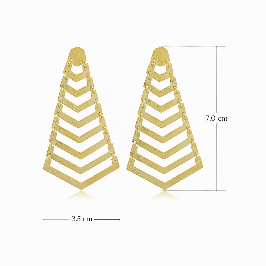 Pendientes Largos Cascade chapados en Oro 18K, Joya para fiesta, Versátiles y Atemporales, Pendientes Ligeros y Geometricos, Regalo Único para Mujer