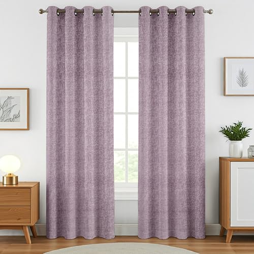 Image of Crosshatch Pastel Lavender Polyester Door Curtains 8 Feet | Darkening Drapes with Eyelets | Set of 2 Panels for Living Room, Bedroom & Office