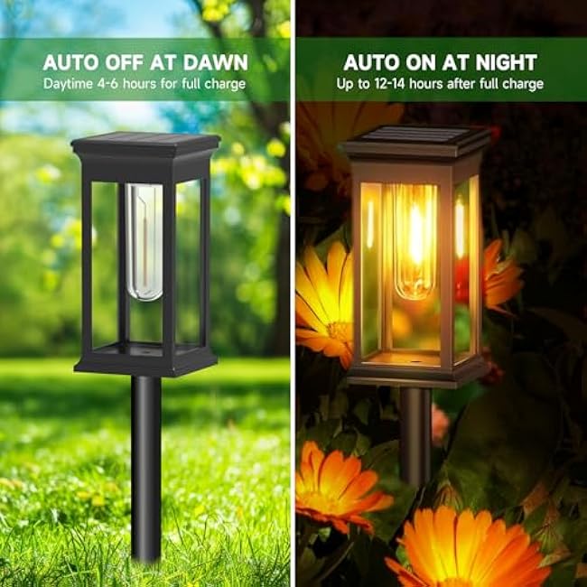 Solar Pathway Lights Outdoor Waterproof ¨C 12 Pack Bright Solar Powered Garden Lights with Auto On/Off, IP65 LED Landscape Lighting for Walkway Patio Lawn Yard Decor