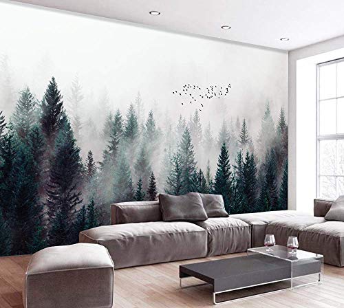Murwall Dark Forest Wallpaper Misty Jungle Wall Mural Landscape Wall Print Rustic Home Decor Cafe Design Living Room Bedroom #TOP2