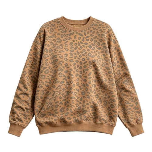 Cxquxse Leopard Sweatshirts For Womeny2K Fall Crew Neck Pullover Sweatshirt - image 4