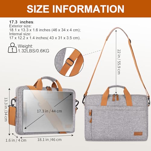 Image of ESTARER Laptop Bag 17-17.3 Inch, Computer Bags for Men Water-resistant Canvas Laptop Case Slim Laptop Sleeve Fits Hp /Dell /Asus /Lenovo /Acer, Light Grey