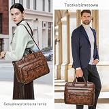 Shrrie torba na laptopa ze skóry, 17-calowa torba na ramię dla mężczyzn i kobiet, wodoszczelna duża teczka biurowa, do pracy, Brązowy, Medium