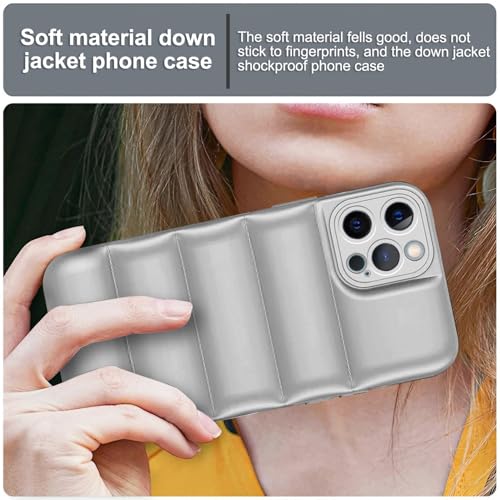 Image of Amazon Brand - Solimo Puffer Case Camera Protection Soft Back Cover for Apple iPhone 12 Pro Max - Silver