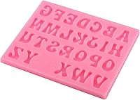 Vista 8 de Moldes de silicona con forma de letras, herramienta de decoración, rosa, gris, molde del alfabeto para pastel, fondant, chocolate (rosa)