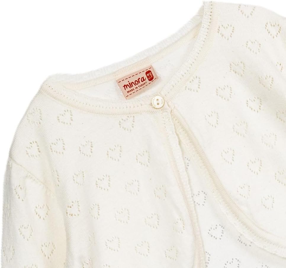 Minora Long Sleeve Bolero, Girls' Knit Cardigan Shrug with One-Button Closure, Baby/Child Cotton Childrens Bolero, Sweater