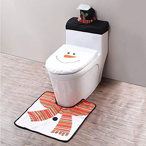 Rousey 3 Stücke Weihnachten Toilettensitzbezug, Badezimmer Weihnachtsdekoration Toilettensitzbezug, Sitzbezug für Weihnachtliche Badezimmer, Inklusive WC Sitzbezug, Teppich, Wassertankabdeckung – Bild 6