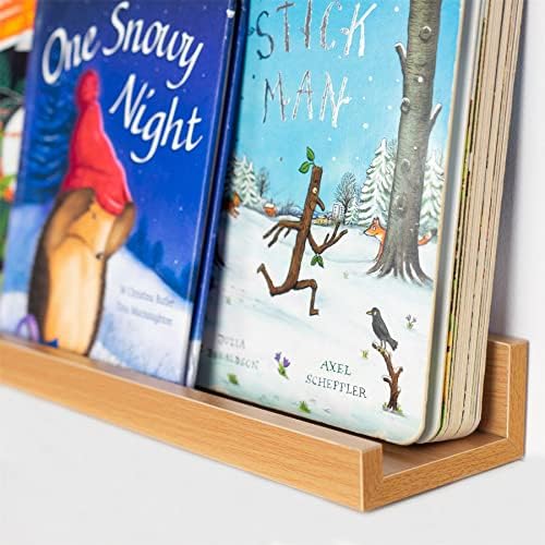 Harbour Housewares 2x Brown 57cm Floating Childrens Gallery Picture Ledge Wall Shelf Gallery Bookshelf Storage Set Easy To Install Office, Bedroom, Living Room, Storage Mounted Shelves