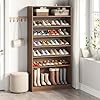 Tribesigns tall shoe cabinet 9 tiers 40 45 pairs heavy duty wood freestanding shoe storage cabinet 708 tall shoe cabinet with open storage for entryway brown  urban country home decor