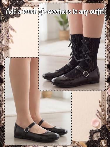 Image of Geyoga 4 Pair Women Lace Ankle Socks Sheer Mesh Slouch