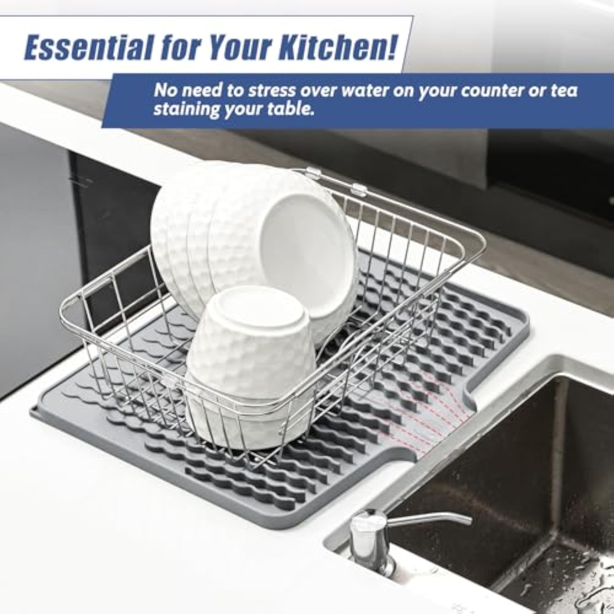 Silicone Dish Drying Mat for Kitchen Counter, Practical Kitchen Accessory