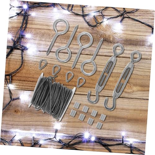 Kits de 23 piezas de acero inoxidable OUNONA con tensor de gancho de resorte para luces y cuerdas recubiertas, uso versátil miniatura 4