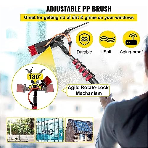 Perche télescopique de 9 m avec brosse à eau pour le nettoyage de vitres