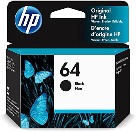 HP 64 Black Ink Cartridge | Works with HP ENVY Inspire 7950e; ENVY Photo 6200, 7100, 7800; Tango Series | Eligible for Instant Ink | N9J90AN