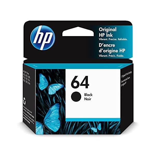 HP 64 Black Ink Cartridge | Works with HP ENVY Inspire 7950e; ENVY Photo 6200, 7100, 7800; Tango Series | Eligible for Instant Ink | N9J90AN