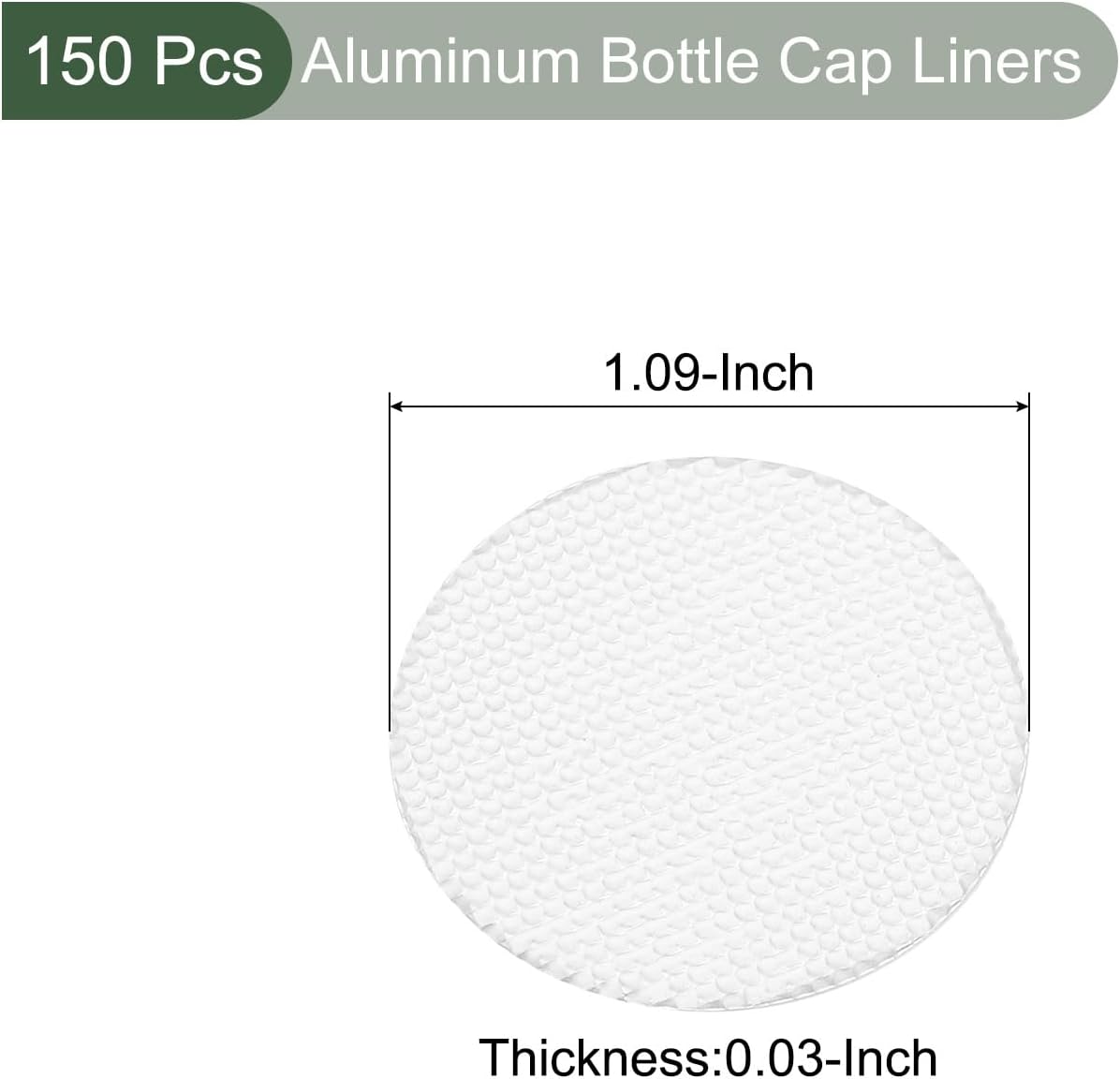 YOKIVE 150 Pcs Bottle Seal Aluminum Foil Cap Liner, Induction Heat Sealer | Sealing Supplies, Great for Glass Bottle Jar Cans (White, 1.09-Inch)