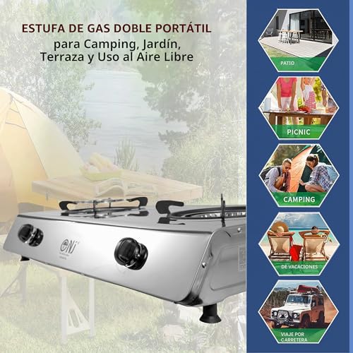 Miniatura 4 de Nj-200 Cocina De Gas Portátil - 2 Fuego Hornillo Camping Gas Gpl