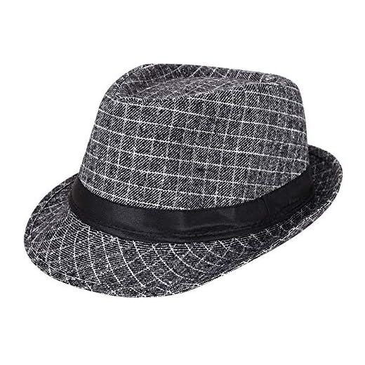 AIEOE - Sombrero Cordobés Jazz para Hombre Adulto Gorro de Copa Disfraz Trilby Vintage Caballeros para Invierno Cálido con ala Ancha de Fiesta Viaje - Gris