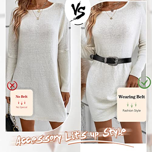 Women's Genuine Leather Belt with Vintage Metal Buckle for Jeans 6