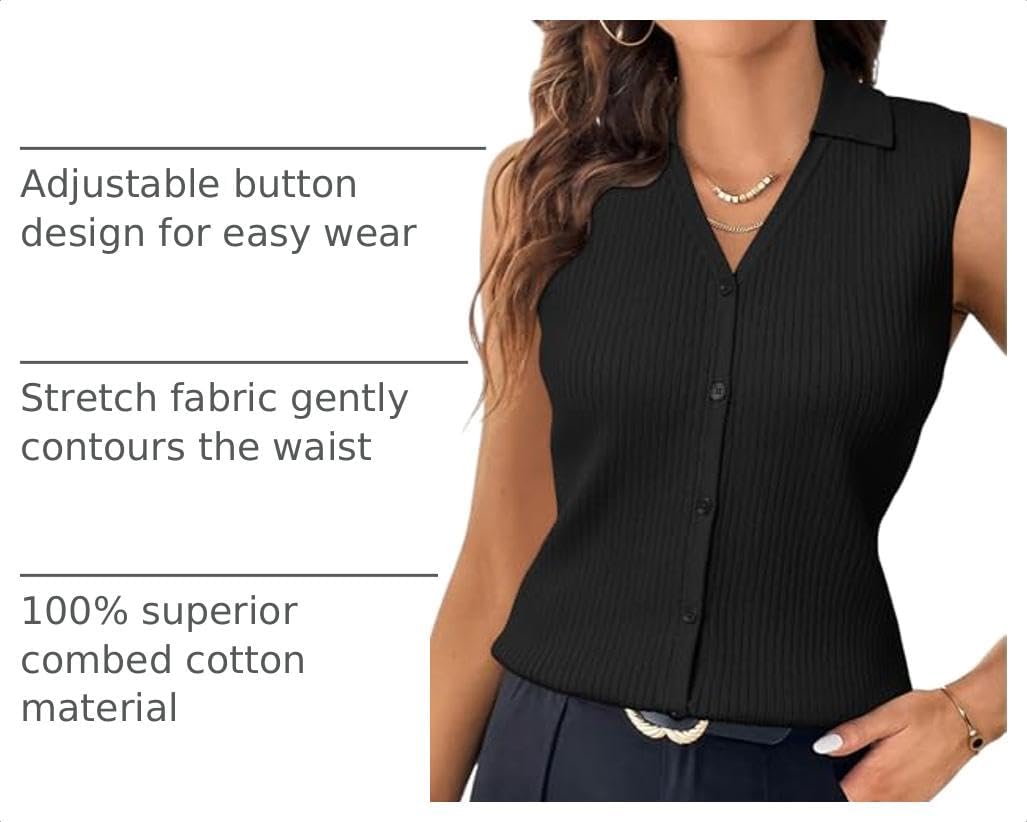 Arach&Cloz Women's Slim Fit Button Down Fall Business Casual Tank Tops 2026 image 4