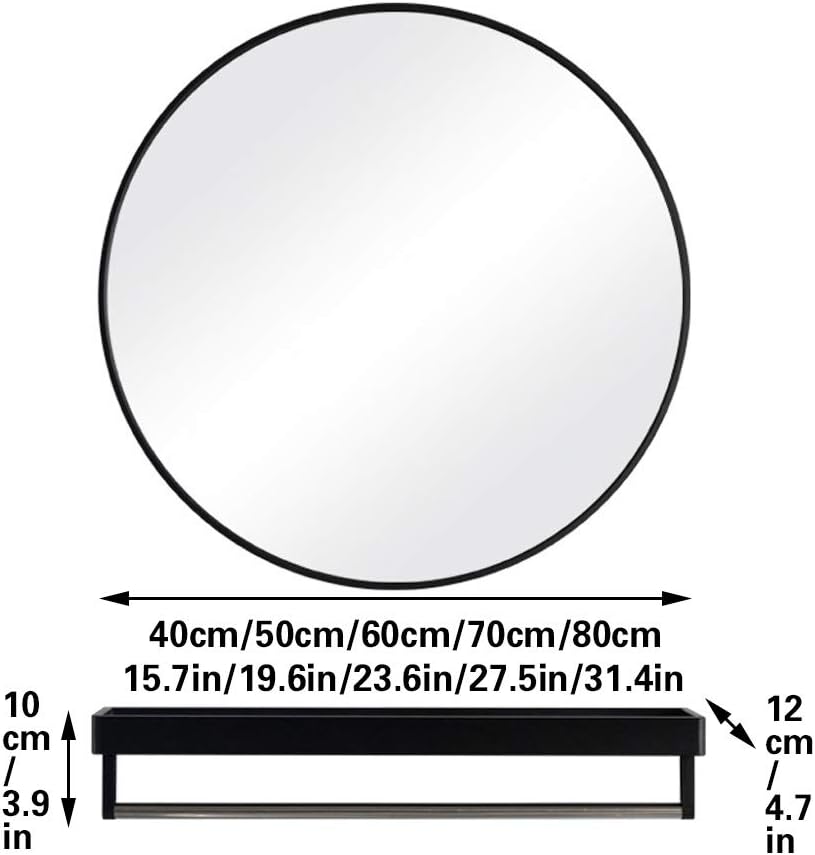 Round Mirror Wall Decoration Bathroom Decoration Mirror Storage Bracket One Thing Dual Purpose Hanging Glass Vanity Shaving Mirror - Gold