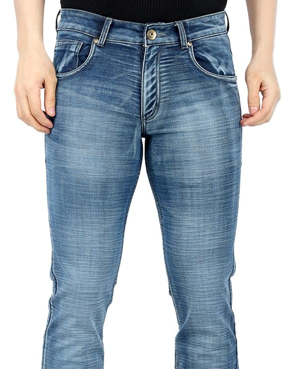 Image of Men's Premium Straight Fit Jeans | Cotton Rich Breathable Denim Pants for Men | Comfortable Regular Wear Casual Jeans