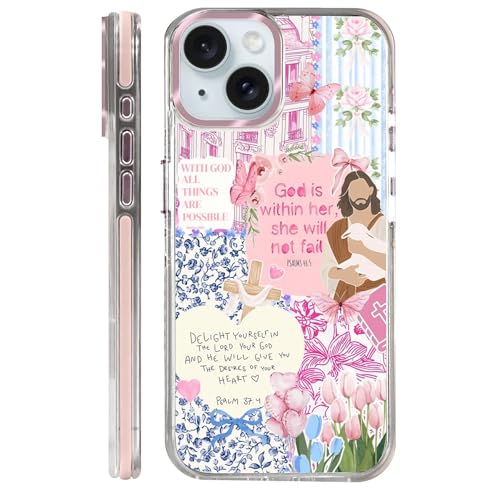 COTAIL Clear Case for iPhone 14 Plus, [Magnetic Charging Compatible][Military-Grade Protection][Anti-Yellowing] Shockproof Slim Magnetic Phone Case for iPhone 14 Plus, Pink Jesus Collage - image 1