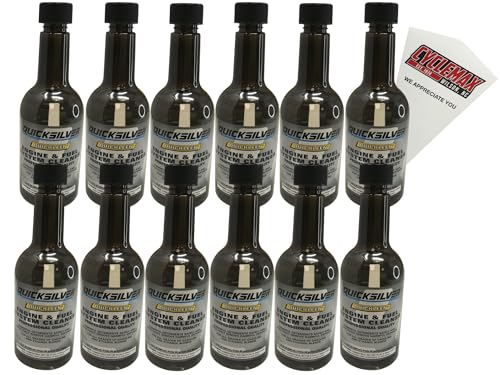 Cyclemax Twelve Pack compatible with Mercury Quickleen Engine Fuel System Cleaner 12 oz. 8M0047921-12PACK Contains Twelve Quickleen Engine Fuel System Cleaner 12 oz. and a Funnel