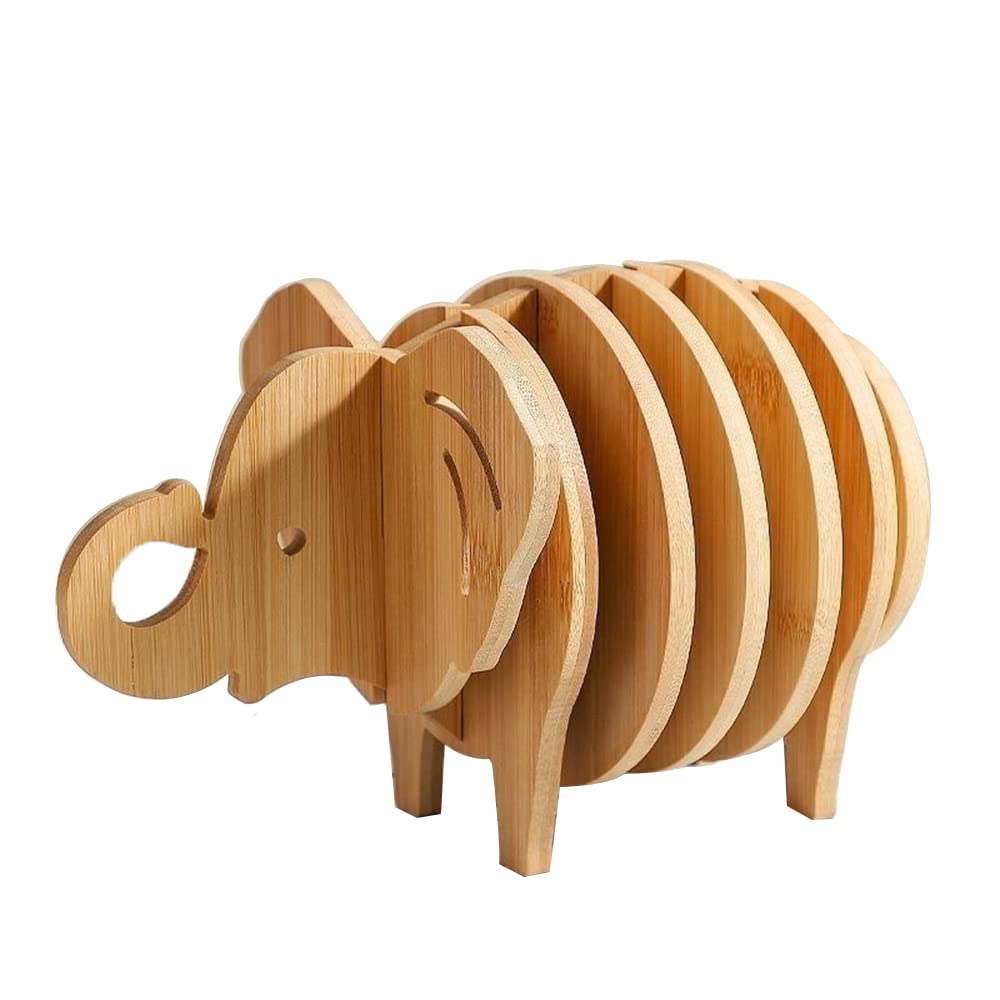 Sous-verres créatifs en forme d'éléphant en bambou pour table basse