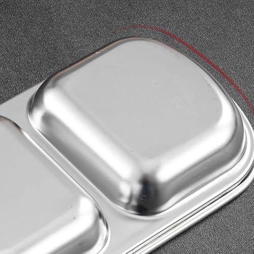Honseadek Plato de acero inoxidable para salsa, bandeja para condimentos, diseño de 3 compartimentos, resistente al óxido y fácil de limpiar, para barbacoa, cocina, picnic (3 rejillas)